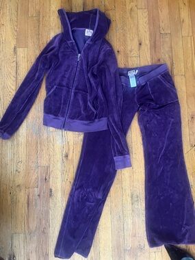 Juicy Couture Deep Plum Velour Zip Hoodie